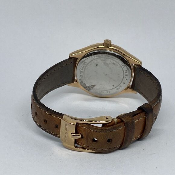 Michael Kors MK-3425 Woman's Brown Leather Analog Dial Quartz Wrist Watch WFH83 - Picture 10 of 12